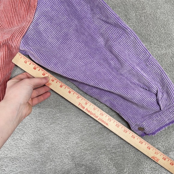 POL Corduroy Shirt Womens Medium Purple Colorblock Shacket Raw Hem Star - Picture 9 of 10